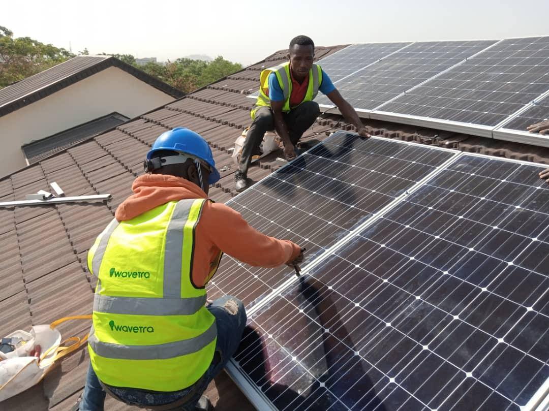 Rooftop solar panel installation